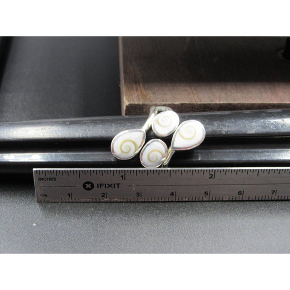 Size 8.25 Sterling Silver Fancy Swirling Shell Finger Band Ring Vintage - Picture 6 of 7